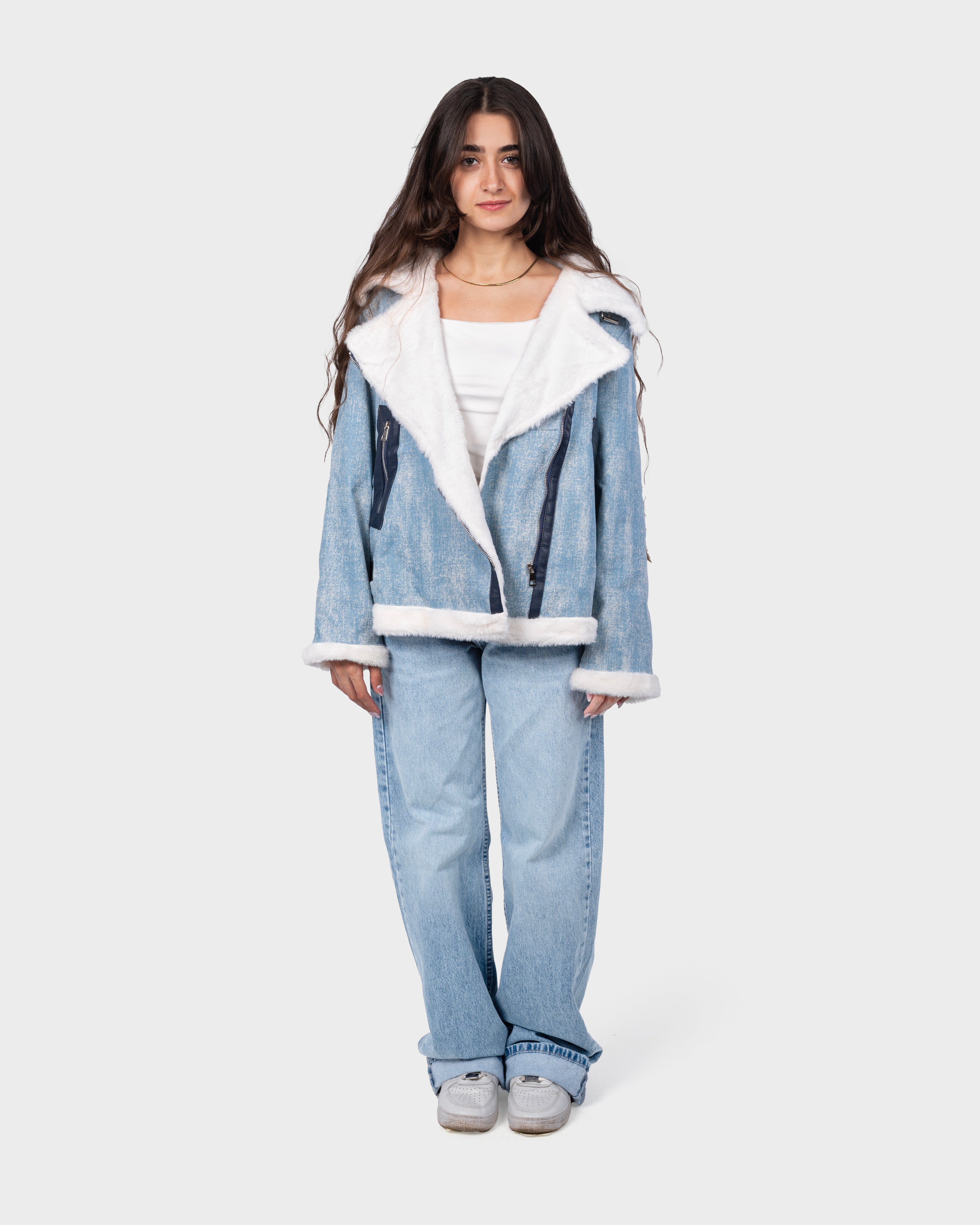 Denim Faux Fur Jacket