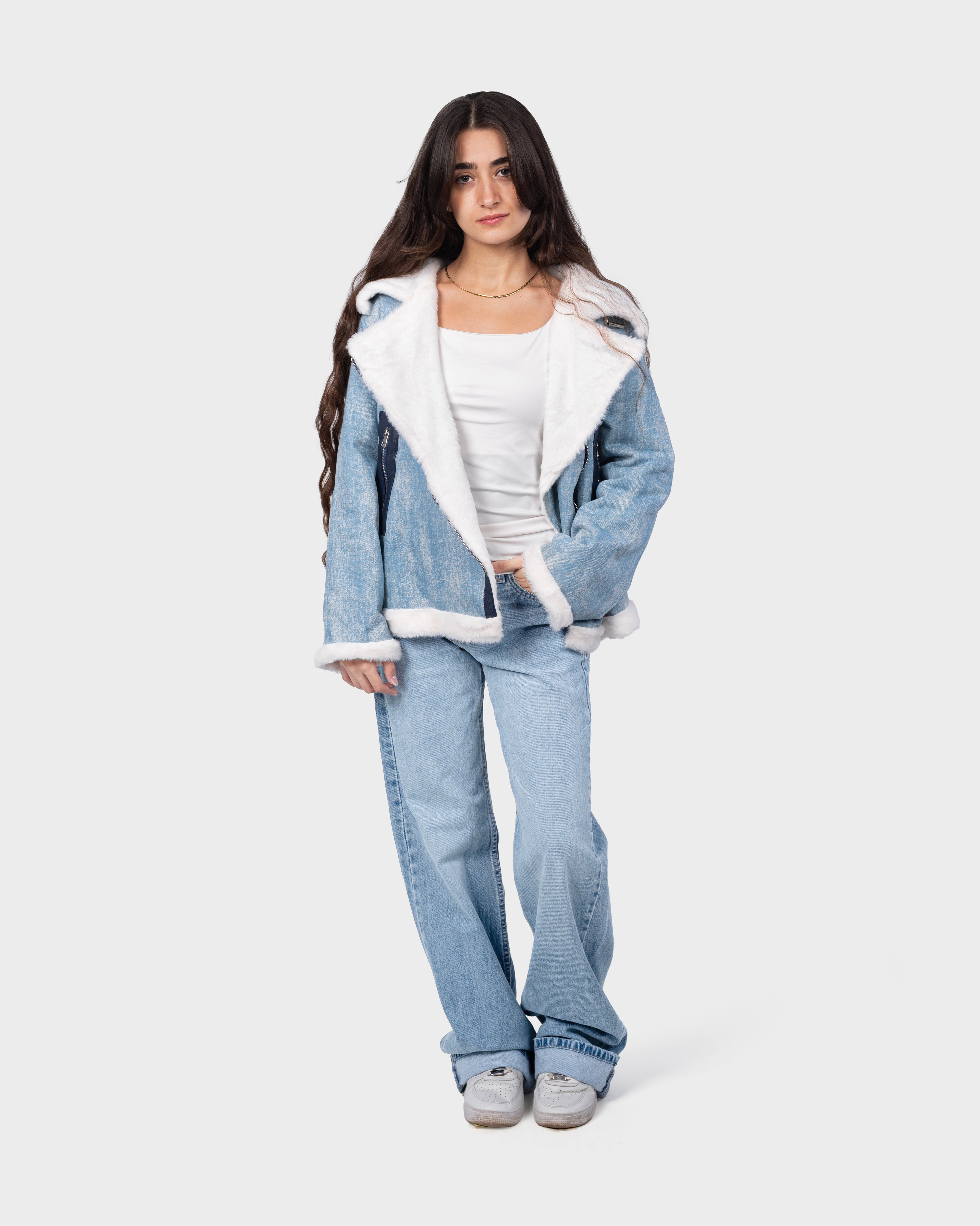 Denim Faux Fur Jacket