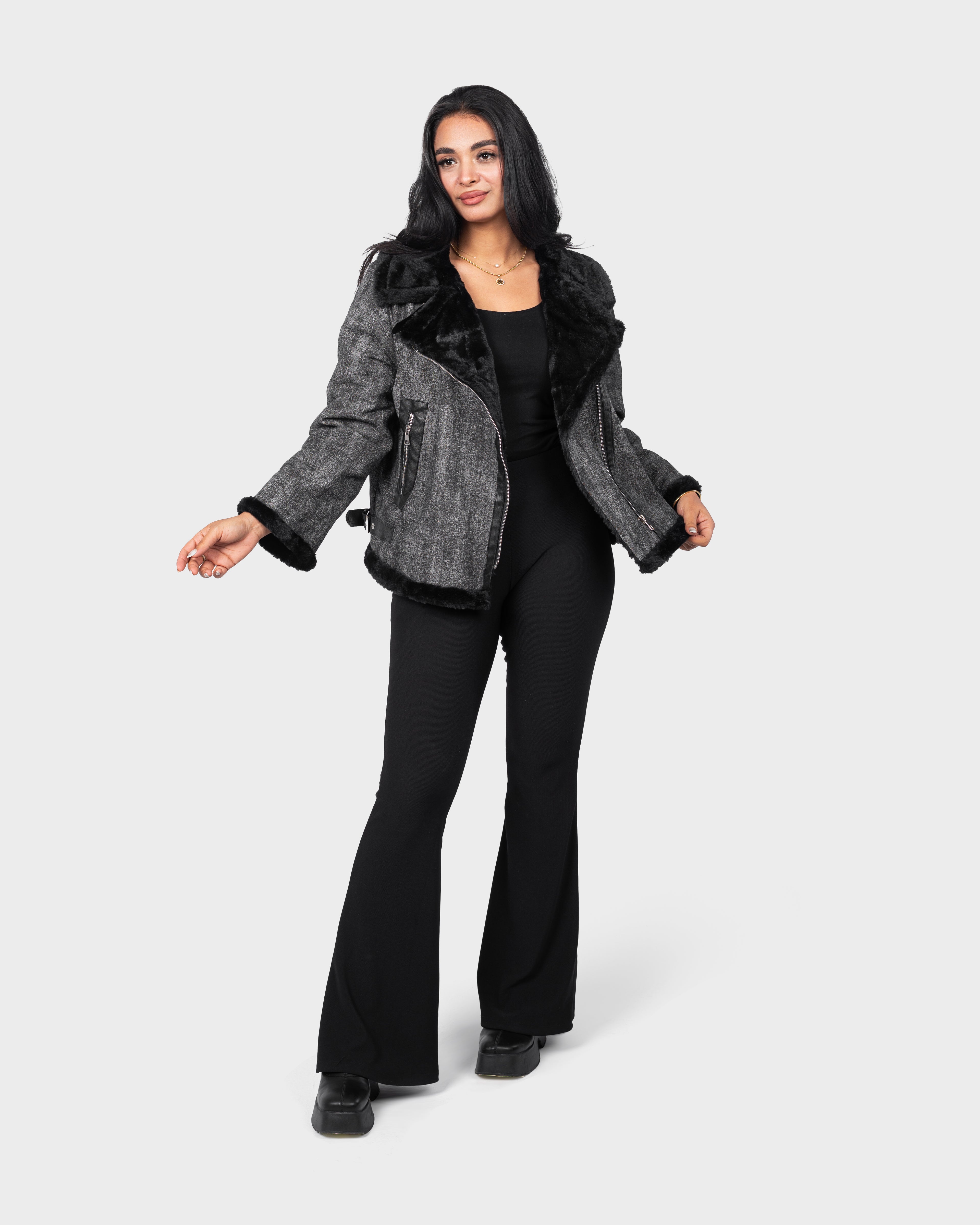 Denim Faux Fur Jacket