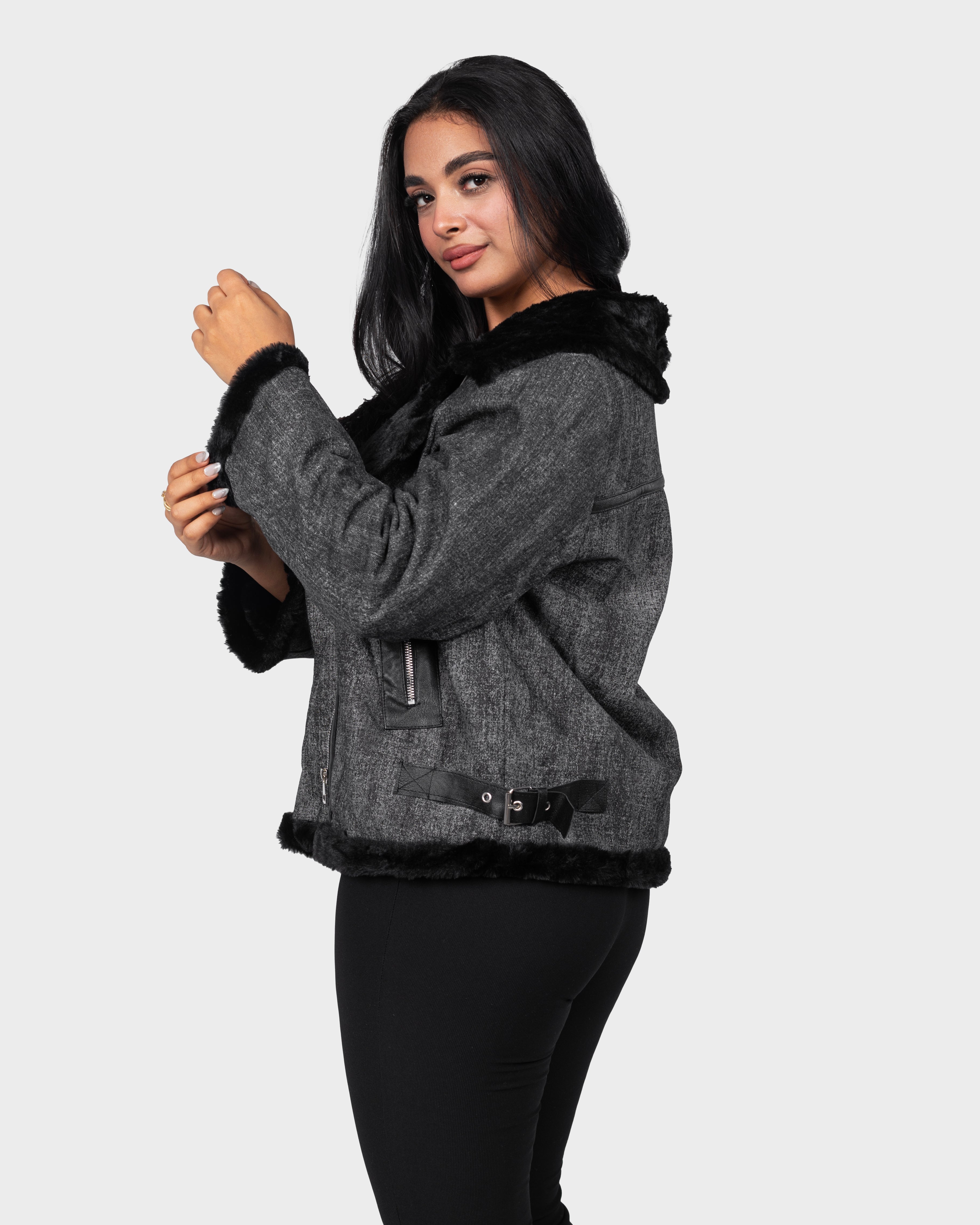 Denim Faux Fur Jacket