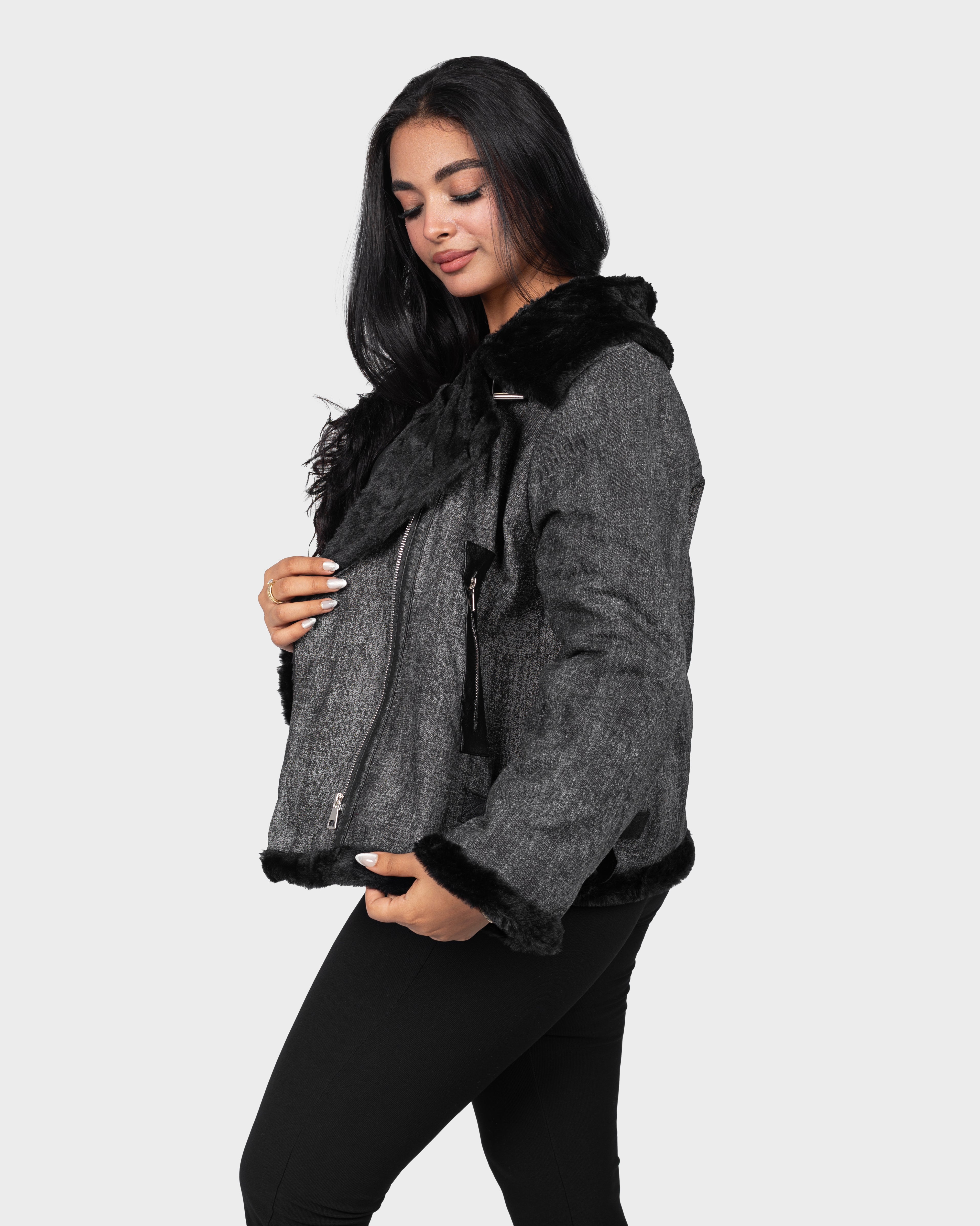 Denim Faux Fur Jacket